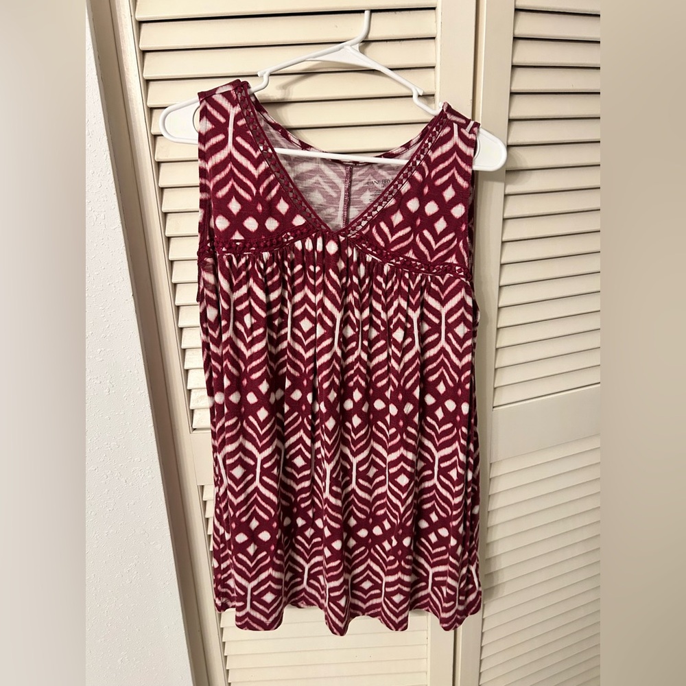 Lane Bryant Burgundy and White Patterned Top